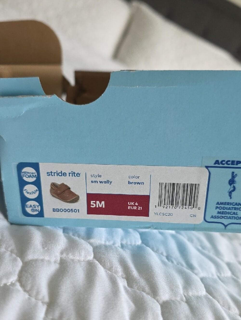 Stride Rite Brown Baby, Toddler Shoe, Moccasins w/Hook-and-Loop Strap Sz 5M NEW - Picture 2 of 9